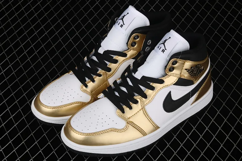 All Categories Air Jordan Jordan Series Basketball Shoes Air Jordan 1 Mid Air Jordan 1 Mid "Metallic Gold" AJ1 Joe 1 Zhongbang Platinum Color DC1419-700